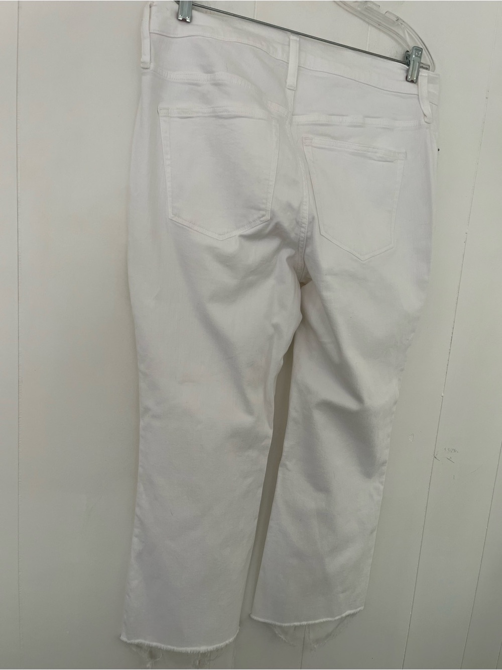 J. Crew Mid-Rise Flare Crop White Denim Jeans with Raw Hem Size 33 - Picture 7 of 10